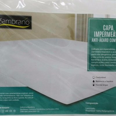 Capa Para Colchão Caixa De Ovo Branca Impermeavel Com Ziper ZAMBRANO 10cm